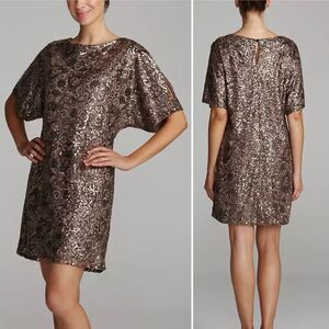 Scarlet Nite All Over Floral Sequin Short Sleeve Dress Size 14